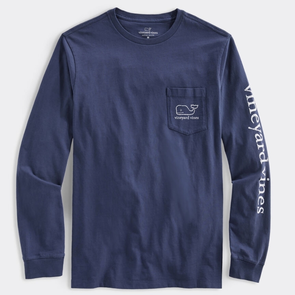Vineyard Vines Vintage Whale Long-Sleeve Pocket Tee - Size M - NEW WITH TAGS